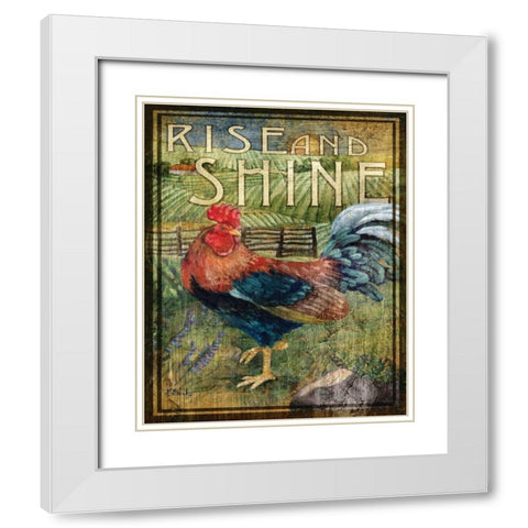 Rooster Sign II White Modern Wood Framed Art Print with Double Matting by Brent, Paul