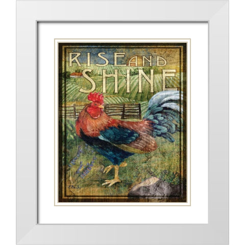 Rooster Sign II White Modern Wood Framed Art Print with Double Matting by Brent, Paul