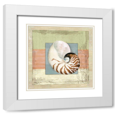 Montego Nautilus White Modern Wood Framed Art Print with Double Matting by Brent, Paul