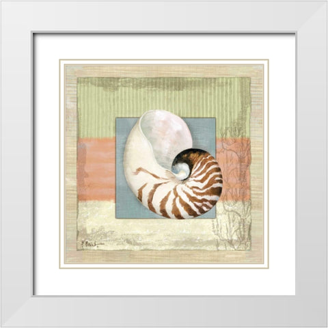 Montego Nautilus White Modern Wood Framed Art Print with Double Matting by Brent, Paul