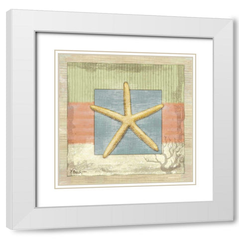 Montego Starfish White Modern Wood Framed Art Print with Double Matting by Brent, Paul