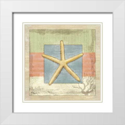 Montego Starfish White Modern Wood Framed Art Print with Double Matting by Brent, Paul
