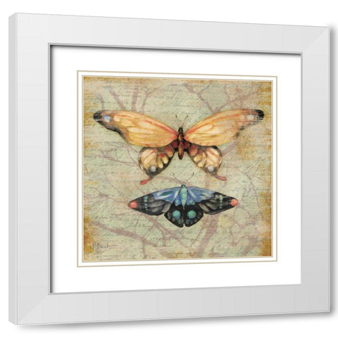 Vintage Butterflies II White Modern Wood Framed Art Print with Double Matting by Brent, Paul
