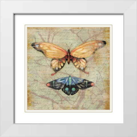 Vintage Butterflies II White Modern Wood Framed Art Print with Double Matting by Brent, Paul