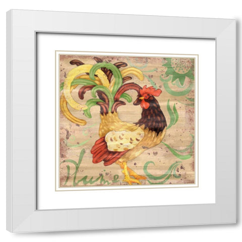 Royale Rooster III White Modern Wood Framed Art Print with Double Matting by Brent, Paul