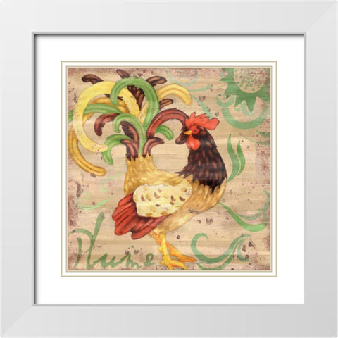 Royale Rooster III White Modern Wood Framed Art Print with Double Matting by Brent, Paul
