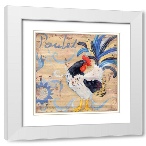 Royale Rooster IV White Modern Wood Framed Art Print with Double Matting by Brent, Paul