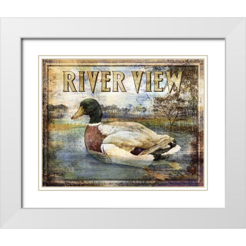 Duck Sign I White Modern Wood Framed Art Print with Double Matting by Brent, Paul