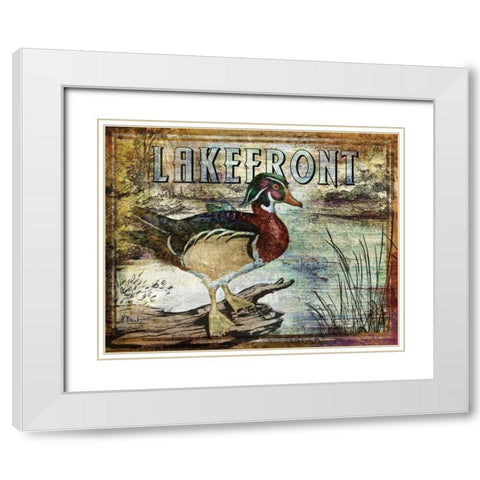Duck Sign II White Modern Wood Framed Art Print with Double Matting by Brent, Paul