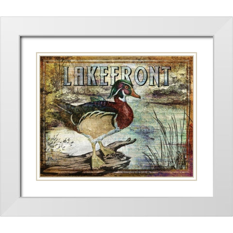 Duck Sign II White Modern Wood Framed Art Print with Double Matting by Brent, Paul