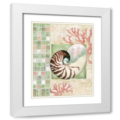 Mosaic Shell Collage I White Modern Wood Framed Art Print with Double Matting by Brent, Paul