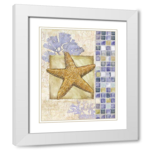 Mosaic Shell Collage II White Modern Wood Framed Art Print with Double Matting by Brent, Paul