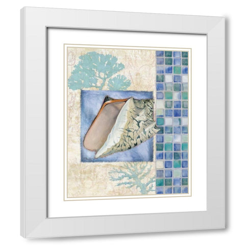 Mosaic Shell Collage III White Modern Wood Framed Art Print with Double Matting by Brent, Paul