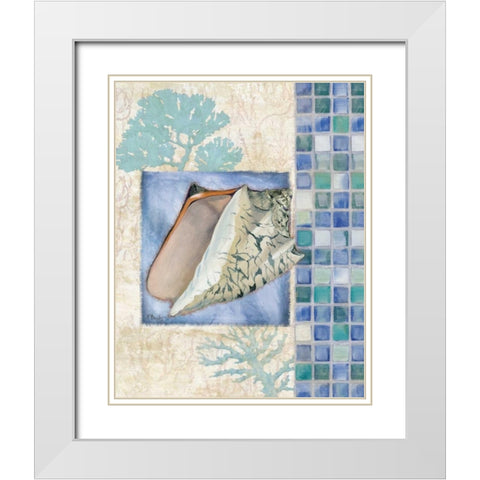 Mosaic Shell Collage III White Modern Wood Framed Art Print with Double Matting by Brent, Paul