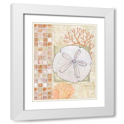 Mosaic Shell Collage IV White Modern Wood Framed Art Print with Double Matting by Brent, Paul