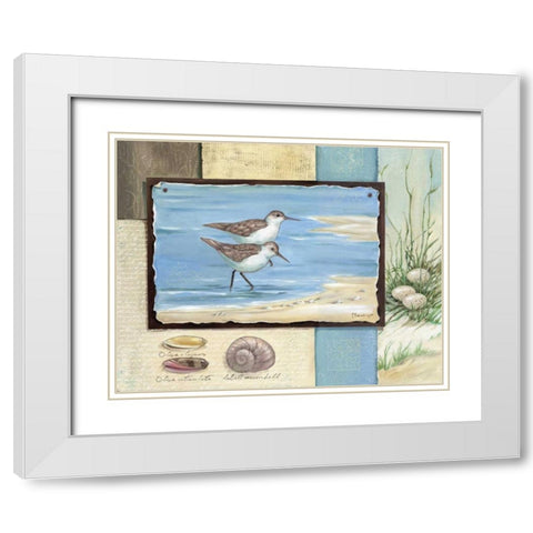 Sandpiper Collage I White Modern Wood Framed Art Print with Double Matting by Brent, Paul