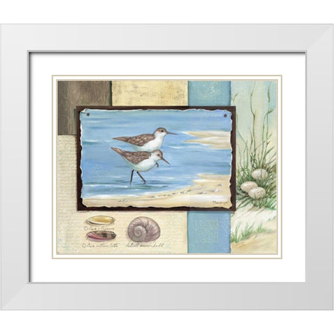 Sandpiper Collage I White Modern Wood Framed Art Print with Double Matting by Brent, Paul