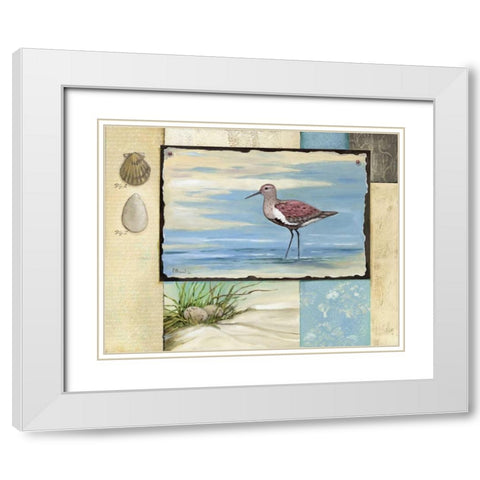 Sandpiper Collage II White Modern Wood Framed Art Print with Double Matting by Brent, Paul