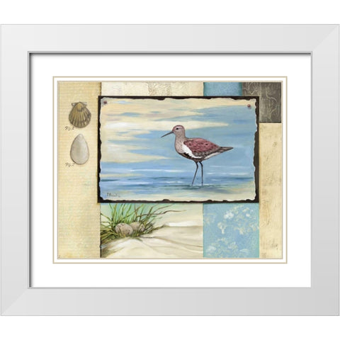 Sandpiper Collage II White Modern Wood Framed Art Print with Double Matting by Brent, Paul