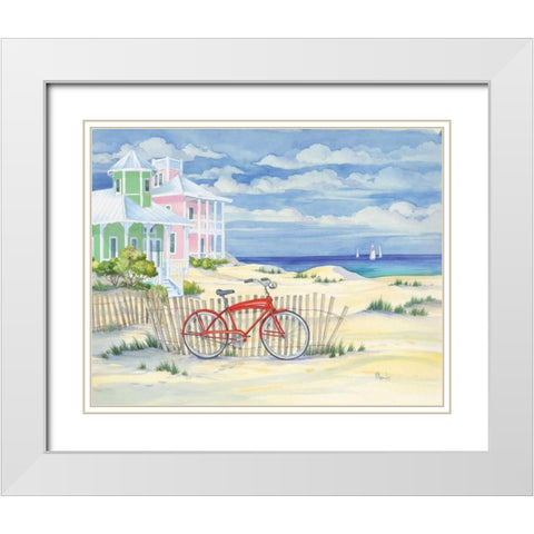 Beach Cruiser Cottage I White Modern Wood Framed Art Print with Double Matting by Brent, Paul
