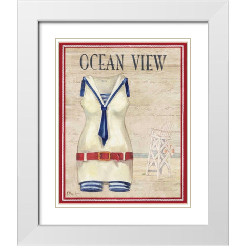 Ocean View White Modern Wood Framed Art Print with Double Matting by Brent, Paul