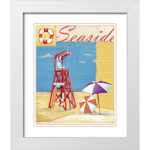 Lifeguard Collage I White Modern Wood Framed Art Print with Double Matting by Brent, Paul