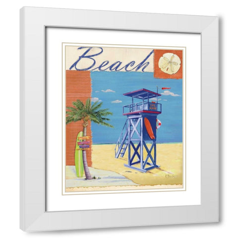 Lifeguard Collage III White Modern Wood Framed Art Print with Double Matting by Brent, Paul