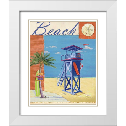 Lifeguard Collage III White Modern Wood Framed Art Print with Double Matting by Brent, Paul