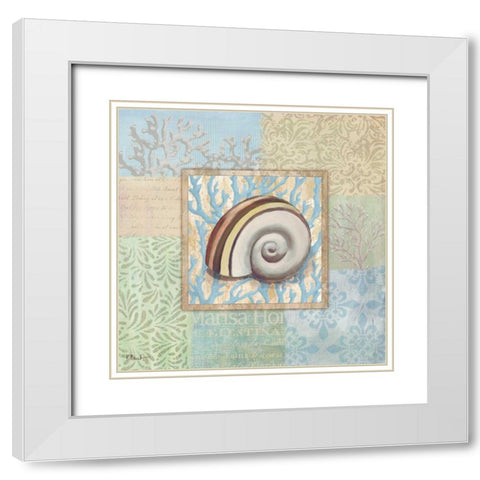 Oceanic Shell Collage IV White Modern Wood Framed Art Print with Double Matting by Brent, Paul