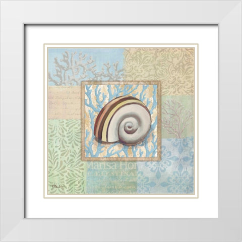 Oceanic Shell Collage IV White Modern Wood Framed Art Print with Double Matting by Brent, Paul