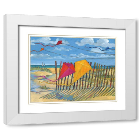 Beach Kites Yellow White Modern Wood Framed Art Print with Double Matting by Brent, Paul