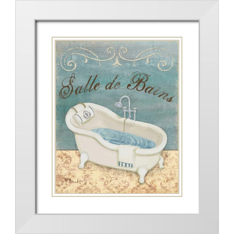 Parisian Bath I White Modern Wood Framed Art Print with Double Matting by Brent, Paul