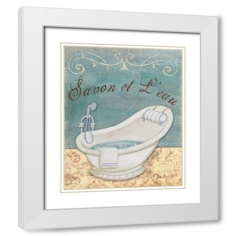 Parisian Bath II White Modern Wood Framed Art Print with Double Matting by Brent, Paul