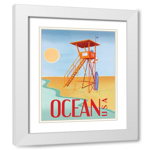 Beach Watch II White Modern Wood Framed Art Print with Double Matting by Brent, Paul
