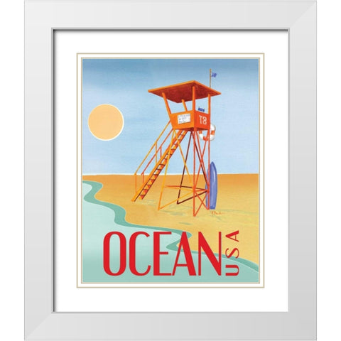 Beach Watch II White Modern Wood Framed Art Print with Double Matting by Brent, Paul