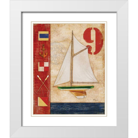 Model Yacht Collage I White Modern Wood Framed Art Print with Double Matting by Brent, Paul