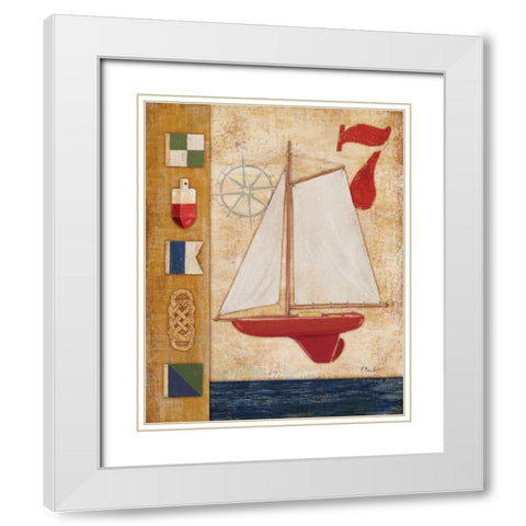 Model Yacht Collage III White Modern Wood Framed Art Print with Double Matting by Brent, Paul