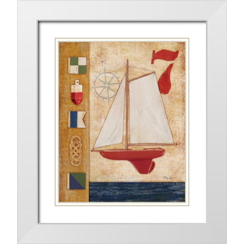 Model Yacht Collage III White Modern Wood Framed Art Print with Double Matting by Brent, Paul