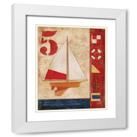Model Yacht Collage IV White Modern Wood Framed Art Print with Double Matting by Brent, Paul