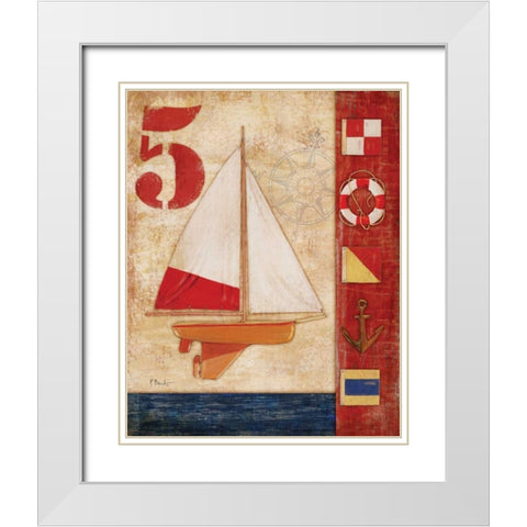 Model Yacht Collage IV White Modern Wood Framed Art Print with Double Matting by Brent, Paul