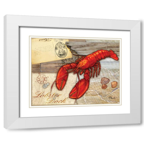 Fresh Catch Lobster White Modern Wood Framed Art Print with Double Matting by Brent, Paul