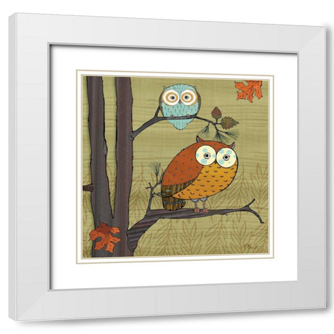 Awesome Owls I White Modern Wood Framed Art Print with Double Matting by Brent, Paul