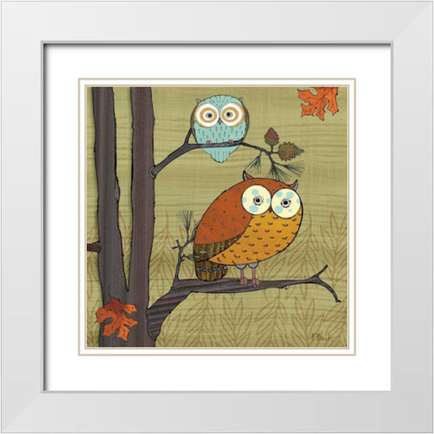 Awesome Owls I White Modern Wood Framed Art Print with Double Matting by Brent, Paul