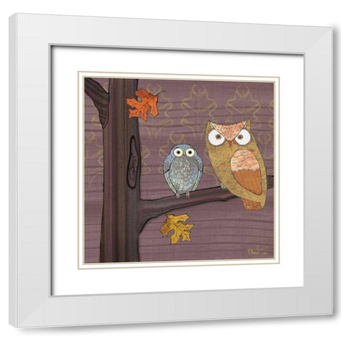 Awesome Owls IV White Modern Wood Framed Art Print with Double Matting by Brent, Paul