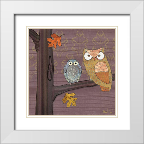 Awesome Owls IV White Modern Wood Framed Art Print with Double Matting by Brent, Paul