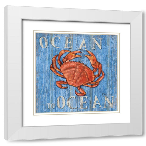 Coastal USA Red Crab White Modern Wood Framed Art Print with Double Matting by Brent, Paul