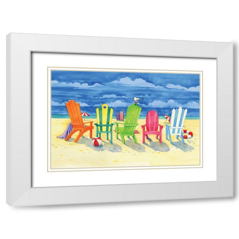 Brighton Chairs White Modern Wood Framed Art Print with Double Matting by Brent, Paul