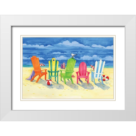 Brighton Chairs White Modern Wood Framed Art Print with Double Matting by Brent, Paul