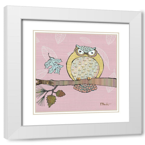 Pastel Owls III White Modern Wood Framed Art Print with Double Matting by Brent, Paul