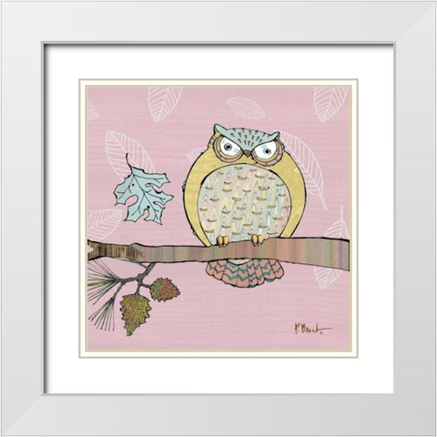 Pastel Owls III White Modern Wood Framed Art Print with Double Matting by Brent, Paul